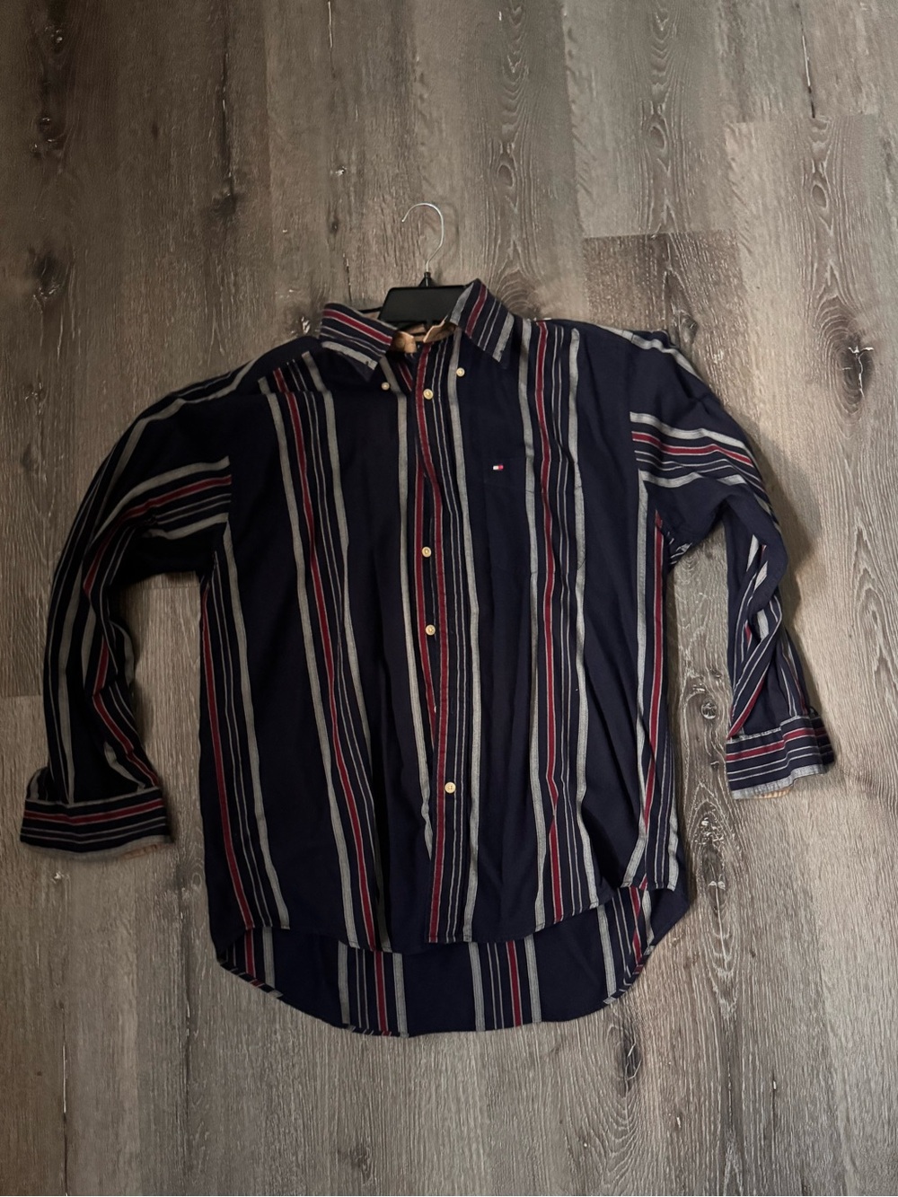 Tommy Hilfiger Men's black Striped Button-Up Shirt - Classic Long Sleeve
